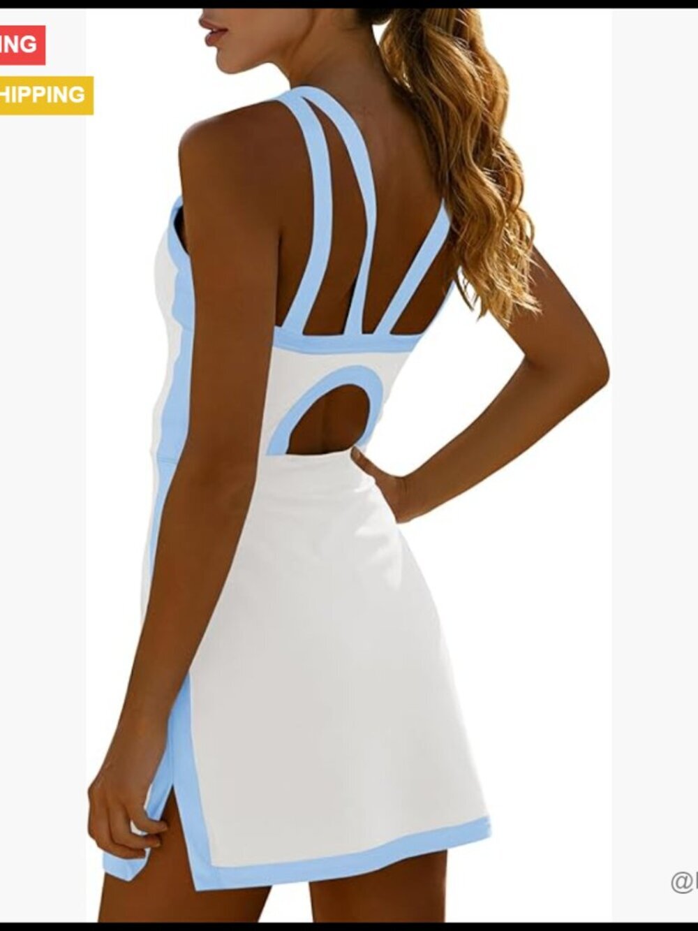 Sleeveless Mini Dress with Built-in Shorts & Bra Open Back Activewear